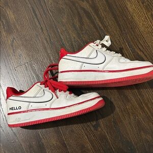 Nike Air Force 1 'Hello' White Red leather Sneakers